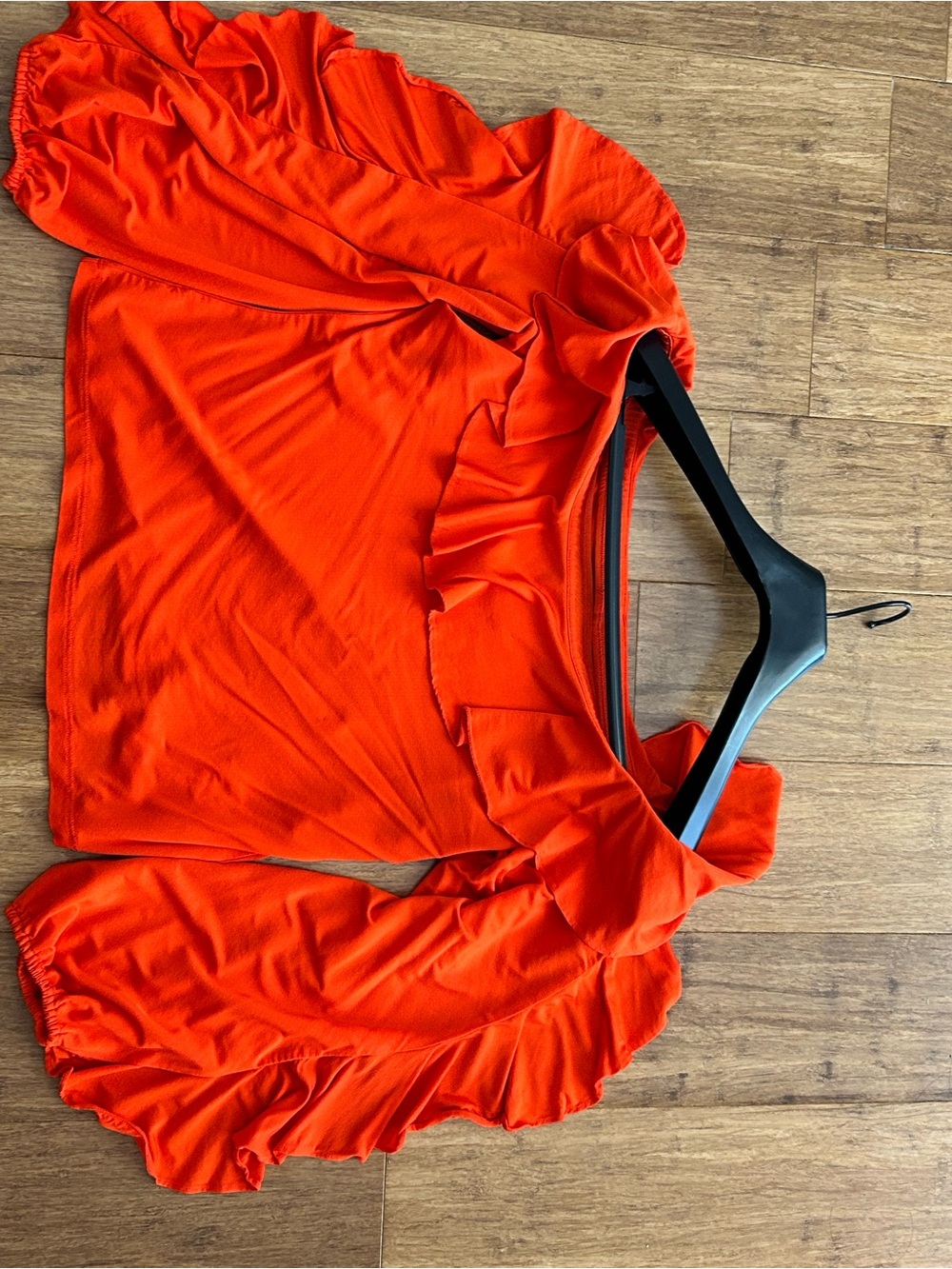 Anthropologie Off-Shoulder Ruffle Blouse in Orange size M - Picture 4 of 5